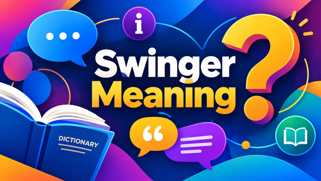 Swinger Meaning explained with a bold abstract design representing definition and communication
